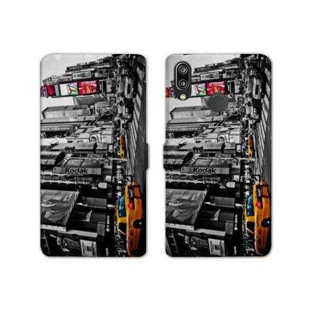 Housse cuir portefeuille Samsung Galaxy A20e Amerique USA New York Taxi