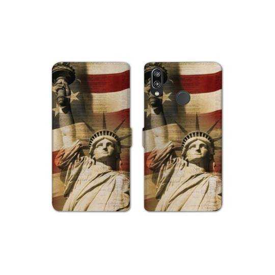 Housse cuir portefeuille Samsung Galaxy A20e Amerique USA Statue liberté