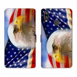 Housse cuir portefeuille Samsung Galaxy A20e Amerique USA Aigle