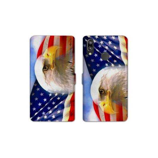 Housse cuir portefeuille Samsung Galaxy A20e Amerique USA Aigle