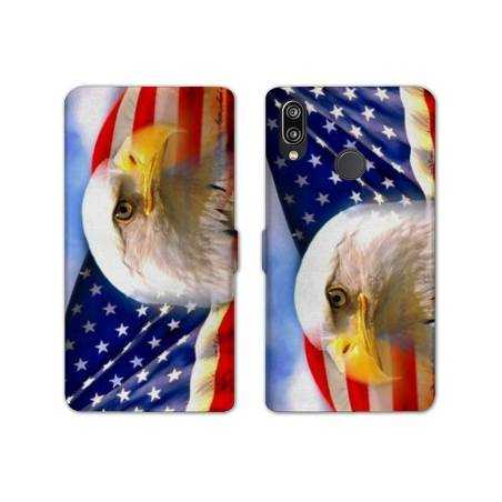 Housse cuir portefeuille Samsung Galaxy A20e Amerique USA Aigle