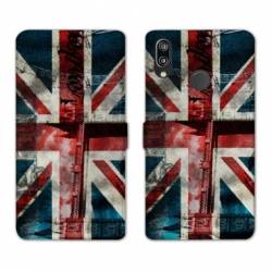 Housse cuir portefeuille Samsung Galaxy A20e Angleterre UK Jean's