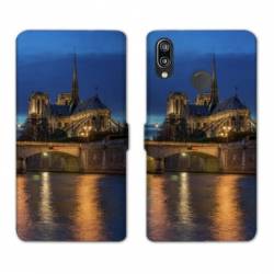 Housse cuir portefeuille Samsung Galaxy A20e France Notre Dame Paris night
