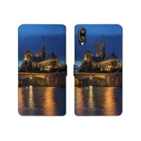 Housse cuir portefeuille Samsung Galaxy A20e France Notre Dame Paris night