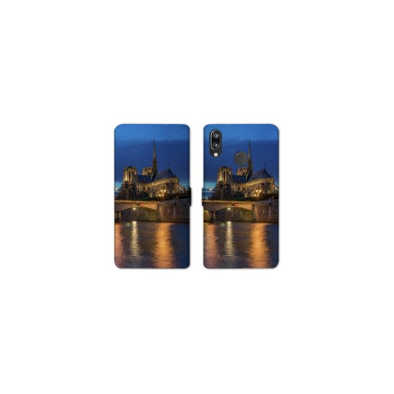 Housse cuir portefeuille Samsung Galaxy A20e France Notre Dame Paris night