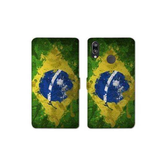 Housse cuir portefeuille Samsung Galaxy A20e Bresil texture