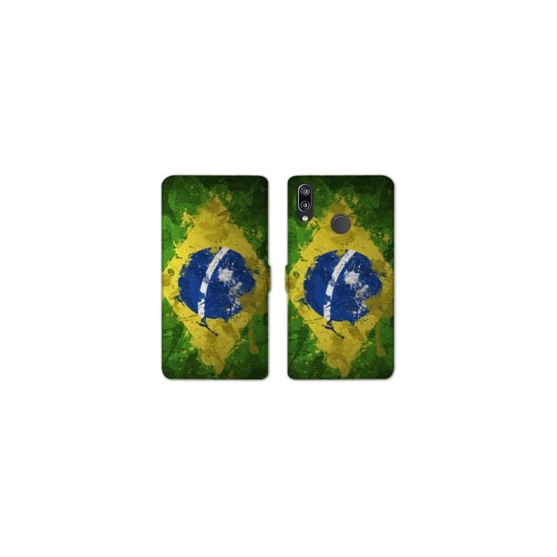 Housse cuir portefeuille Samsung Galaxy A20e Bresil texture