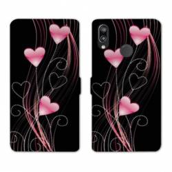 Housse cuir portefeuille Samsung Galaxy A20e Cœur rose Montant