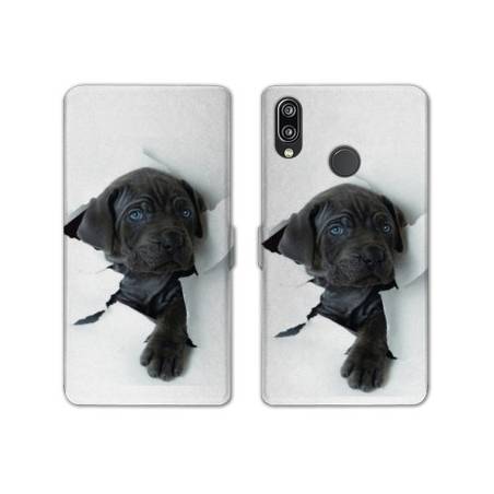 Housse cuir portefeuille Samsung Galaxy A20e Chien noir