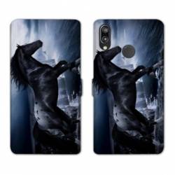 Housse cuir portefeuille Samsung Galaxy A20e Cheval