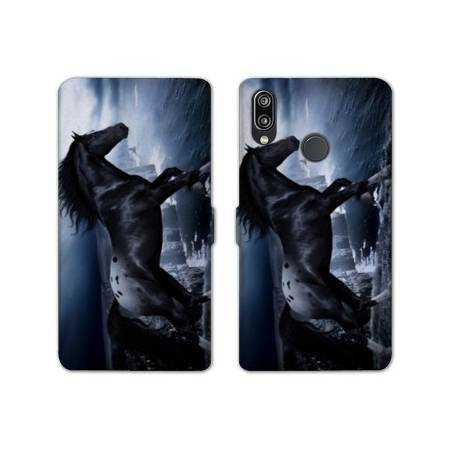 Housse cuir portefeuille Samsung Galaxy A20e Cheval