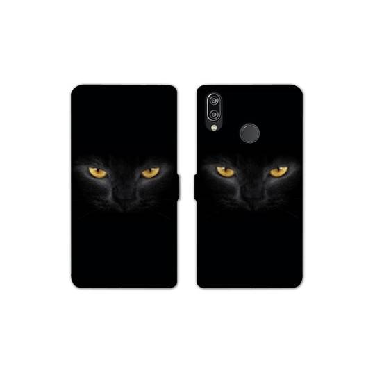 Housse cuir portefeuille Samsung Galaxy A20e Chat Noir