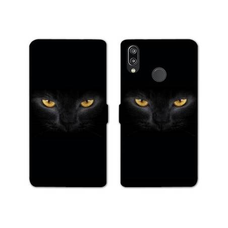 Housse cuir portefeuille Samsung Galaxy A20e Chat Noir