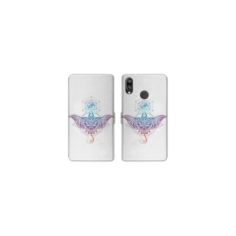 Housse cuir portefeuille Samsung Galaxy A20e Animaux Maori Raie color