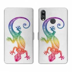 Housse cuir portefeuille Samsung Galaxy A20e Animaux Maori Salamandre color