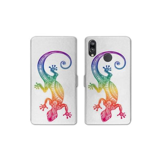 Housse cuir portefeuille Samsung Galaxy A20e Animaux Maori Salamandre color