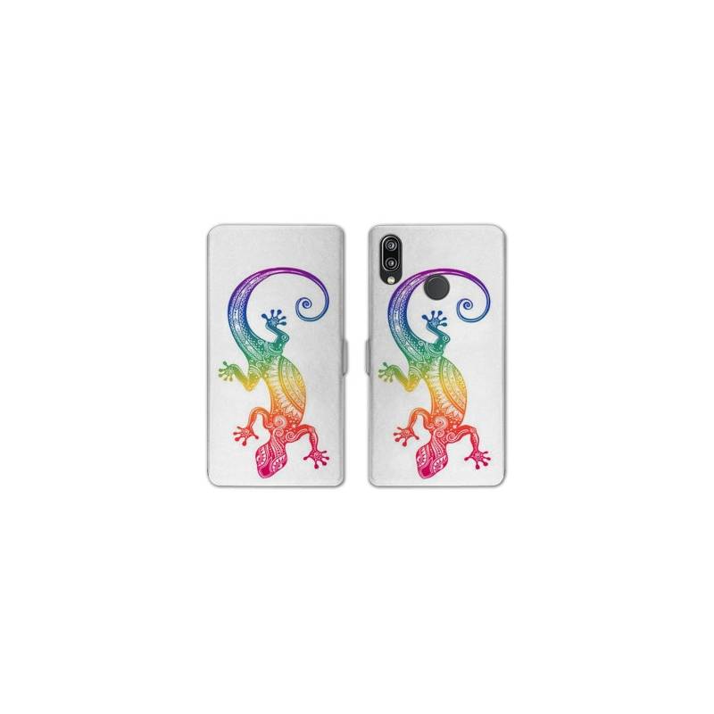 Housse cuir portefeuille Samsung Galaxy A20e Animaux Maori Salamandre color