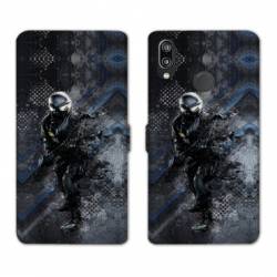 Housse cuir portefeuille Samsung Galaxy A20e police swat