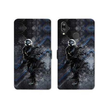 Housse cuir portefeuille Samsung Galaxy A20e police swat