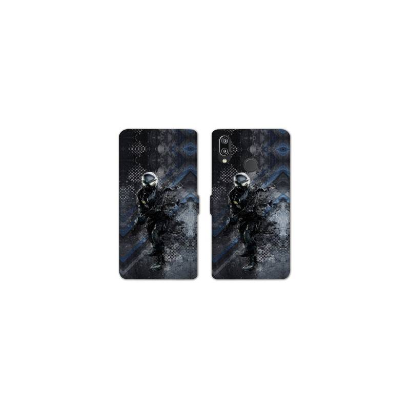 Housse cuir portefeuille Samsung Galaxy A20e police swat