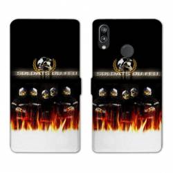 Housse cuir portefeuille Samsung Galaxy A20e pompier soldat