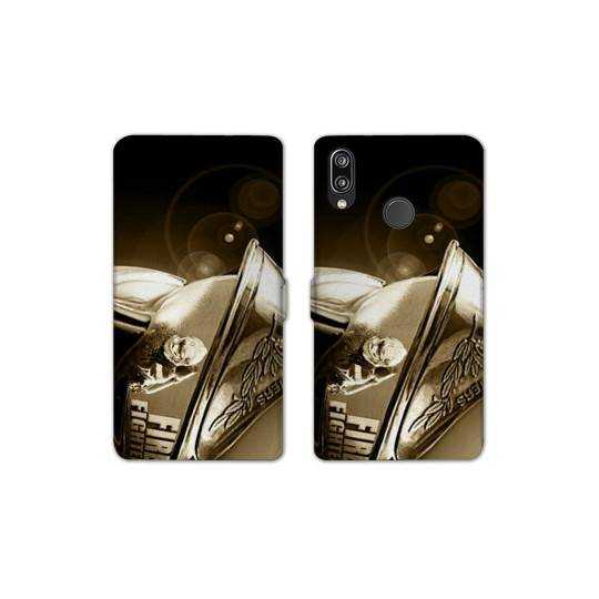 Housse cuir portefeuille Samsung Galaxy A20e pompier casque vintage