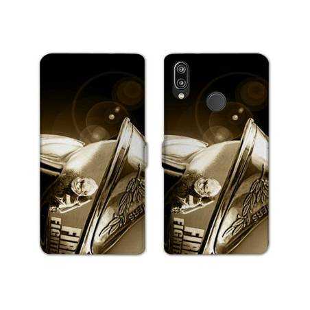 Housse cuir portefeuille Samsung Galaxy A20e pompier casque vintage