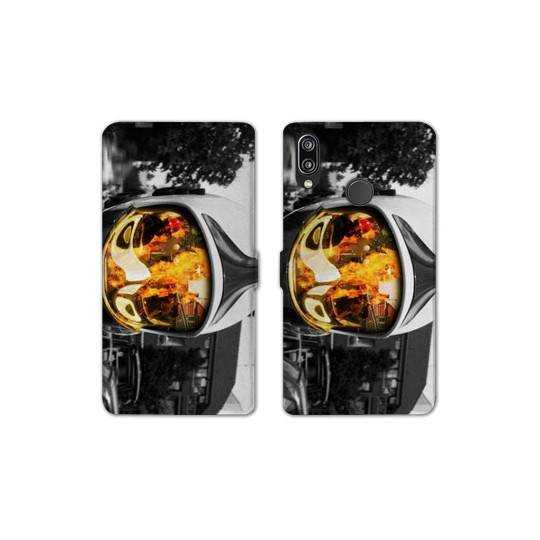 Housse cuir portefeuille Samsung Galaxy A20e pompier casque feu