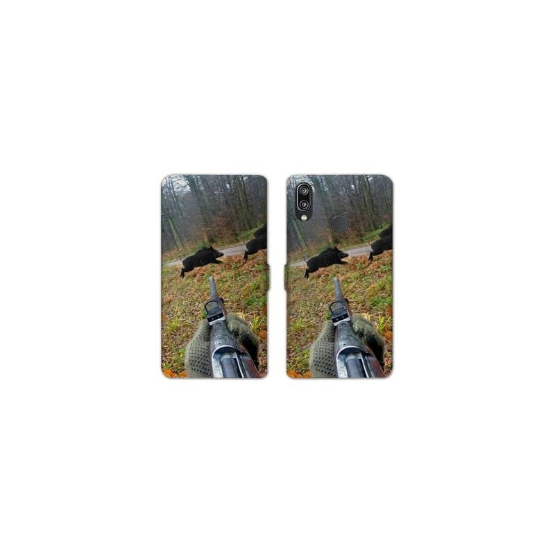 Housse cuir portefeuille Samsung Galaxy A20e chasse Vision Tir