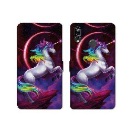 Housse cuir portefeuille Samsung Galaxy A20e Licorne Arc en ciel