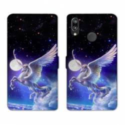 Housse cuir portefeuille Samsung Galaxy A20e Licorne Céleste