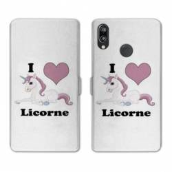 Housse cuir portefeuille Samsung Galaxy A20e Licorne I love FR