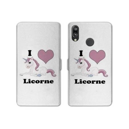 Housse cuir portefeuille Samsung Galaxy A20e Licorne I love FR