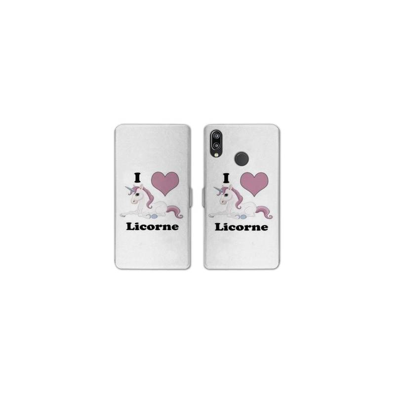 Housse cuir portefeuille Samsung Galaxy A20e Licorne I love FR