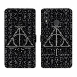 Housse cuir portefeuille Samsung Galaxy A20e WB License harry potter pattern triangle noir