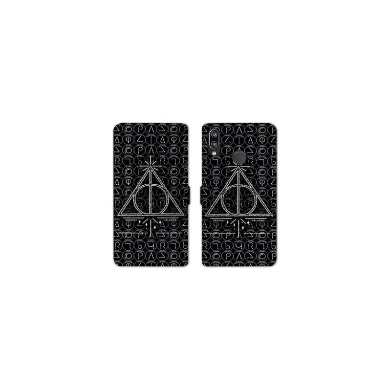 Housse cuir portefeuille Samsung Galaxy A20e WB License harry potter pattern triangle noir