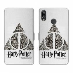 Housse cuir portefeuille Samsung Galaxy A20e WB License harry potter pattern triangle Blanc