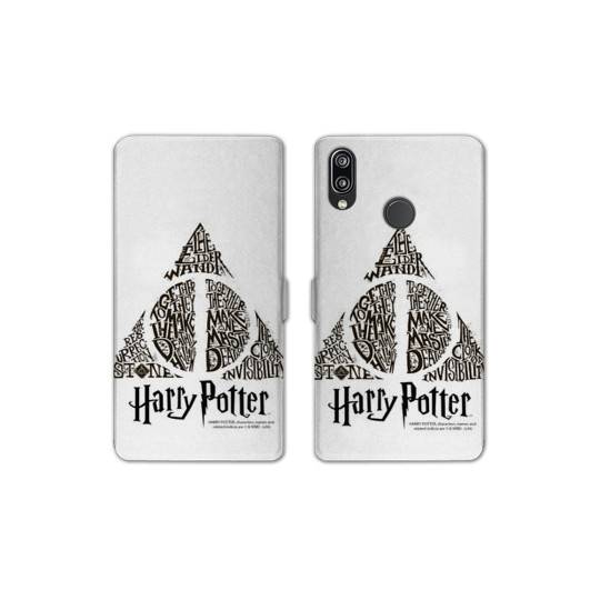 Housse cuir portefeuille Samsung Galaxy A20e WB License harry potter pattern triangle Blanc