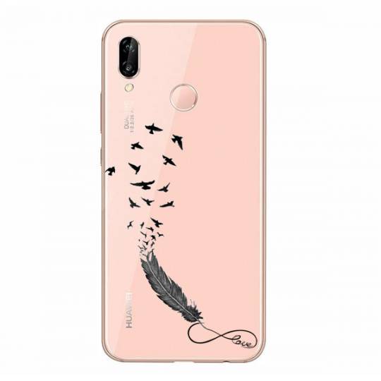 Coque transparente Samsung Galaxy A20e feminine plume infini