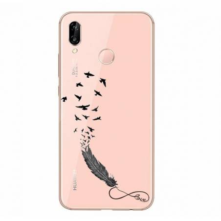 Coque transparente Samsung Galaxy A20e feminine plume infini