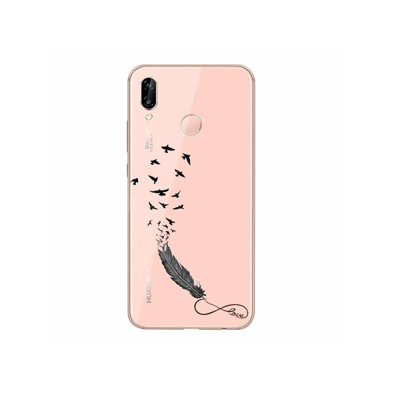 Coque transparente Samsung Galaxy A20e feminine plume infini