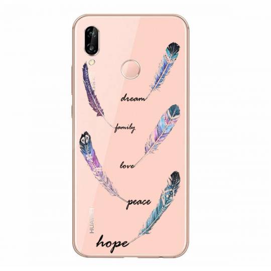 Coque transparente Samsung Galaxy A20e feminine plume couleur