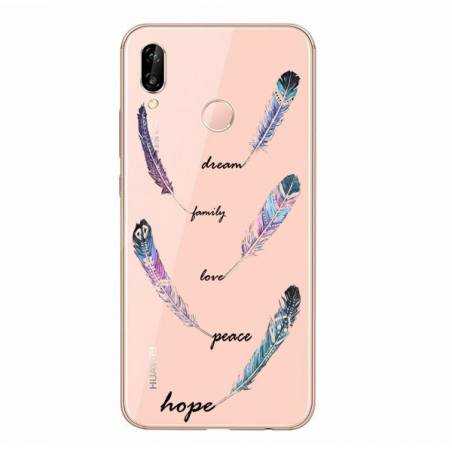 Coque transparente Samsung Galaxy A20e feminine plume couleur
