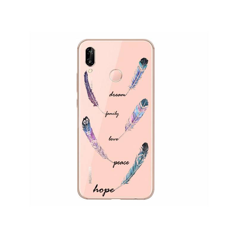 Coque transparente Samsung Galaxy A20e feminine plume couleur