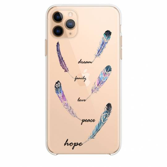 Coque transparente Iphone 11 Pro (6,1") feminine plume couleur