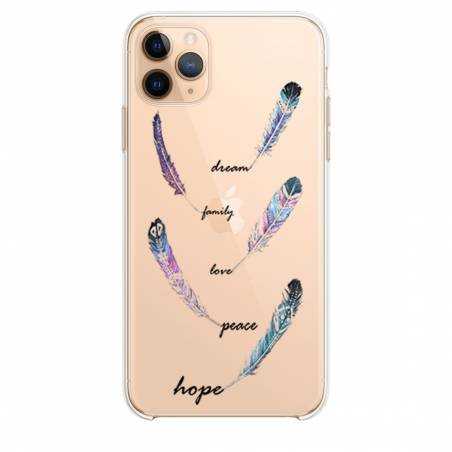 Coque transparente Iphone 11 Pro (6,1") feminine plume couleur
