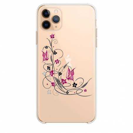 Coque transparente Iphone 11 Pro (6,1") feminine fleur papillon