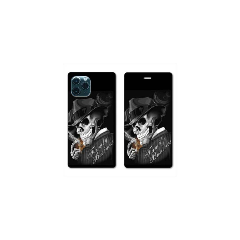 RV Housse cuir portefeuille Iphone 11 (5,8") tete de mort family business