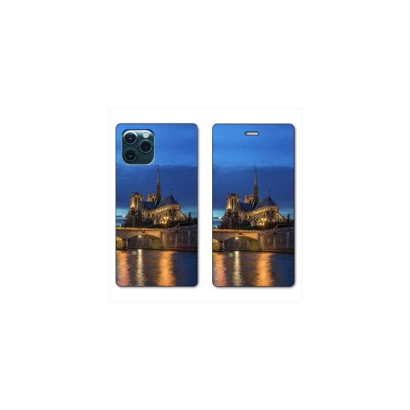 RV Housse cuir portefeuille Iphone 11 (5,8") France Notre Dame Paris night