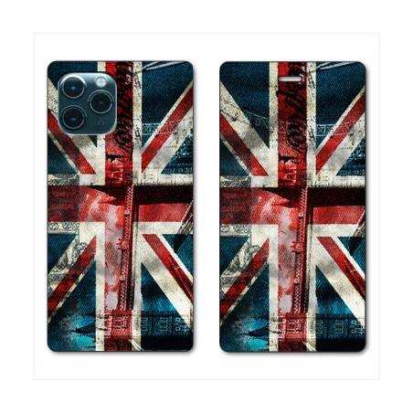 RV Housse cuir portefeuille Iphone 11 (5,8") Angleterre UK Jean's